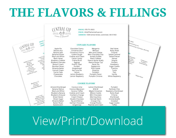 View, Read, Print, or Download our list of Flavors and Fillings - The Central Cup | Coffee & Cupcakery